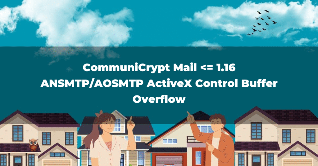 CommuniCrypt Mail <= 1.16 ANSMTP/AOSMTP ActiveX Control Buffer Overflow